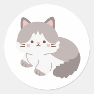 Autocollant pour amateur de chaton gris et blanc m