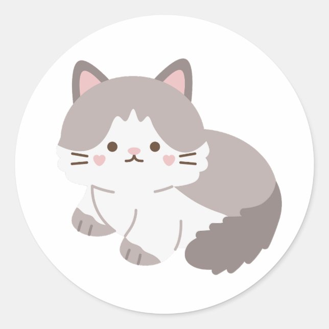 Autocollant pour amateur de chaton gris et blanc m (Devant)