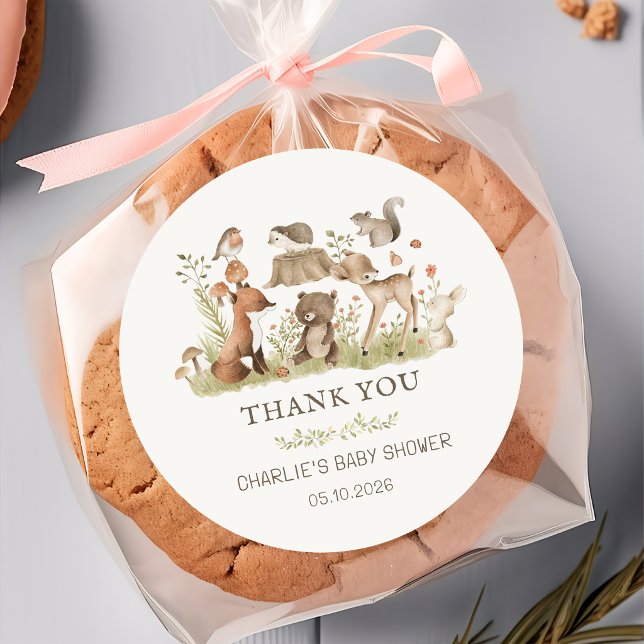 Autocollant pour Baby Shower Animaux de la Forêt (Créateur téléchargé)
