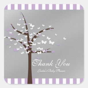 Autocollant pour Baby Shower avec arbre papillon l