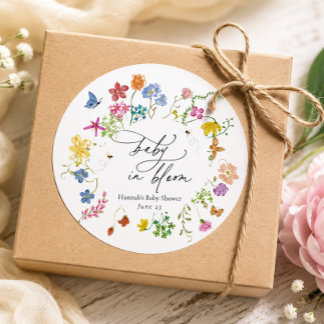 Autocollant pour Baby Shower Baby in Bloom Fleur S