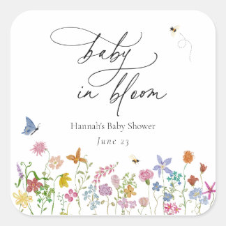 Autocollant pour Baby Shower Baby in Bloom Wildflo