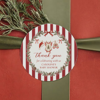 Autocollant pour Baby Shower de Noël Merry Little