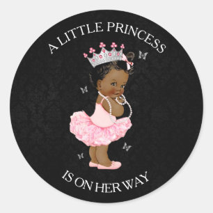 Autocollant pour Baby Shower de Princesse Afro-Amé