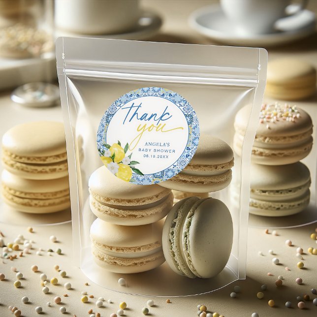 Autocollant pour Baby Shower Élégant Citron Médite (Créateur téléchargé)