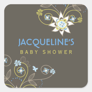Autocollant pour Baby Shower Fille ou Garçon Fleur