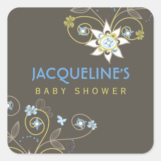 Autocollant pour Baby Shower Fille ou Garçon Fleur (Devant)
