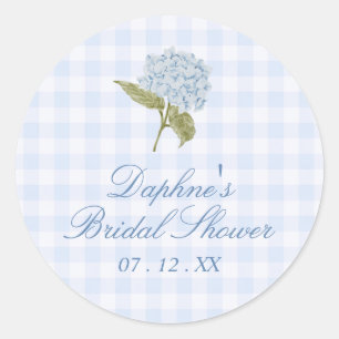 Autocollant pour Baby Shower Hydrangea Bleue
