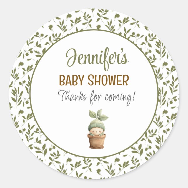 Autocollant pour Baby Shower Little Sprout (Devant)