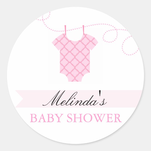 Autocollant pour Baby Shower Moderne Linge à Linge (Devant)