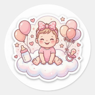 Autocollant pour baby shower pour fille