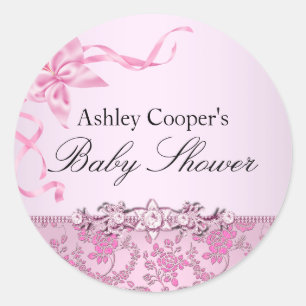 Autocollant pour Baby Shower Rose Rose Assez