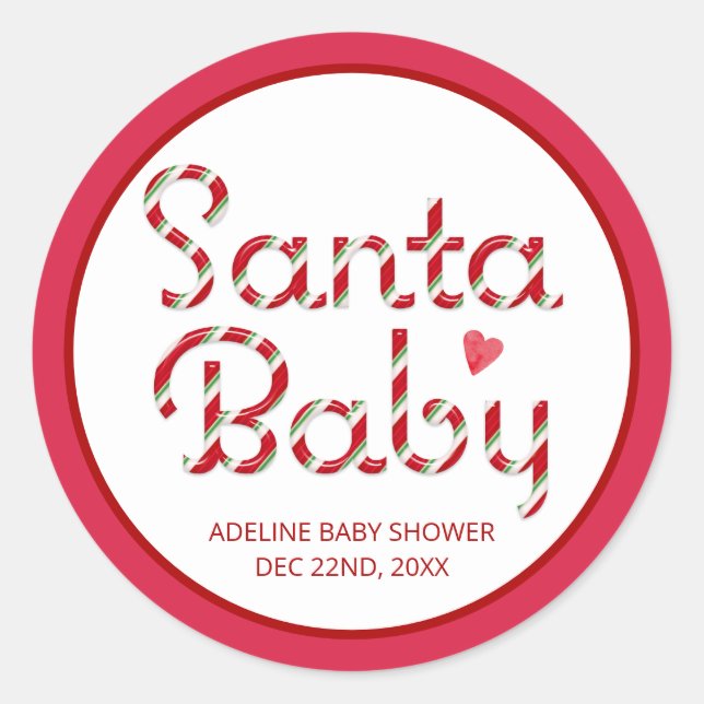 Autocollant pour Baby Shower Santa Baby Rouge de N (Devant)
