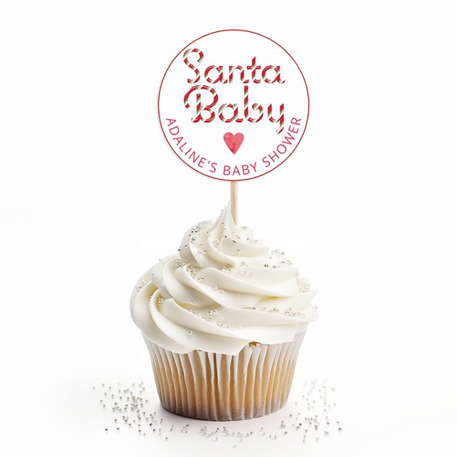 Autocollant pour Baby Shower sur le thème de Santa (Red Santa Baby Favor Sticker)