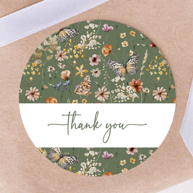Autocollant pour Baby Shower sur le thème des fleu (Sage Green Boho Wildflower Baby Shower Sticker by Painted Paperie
)