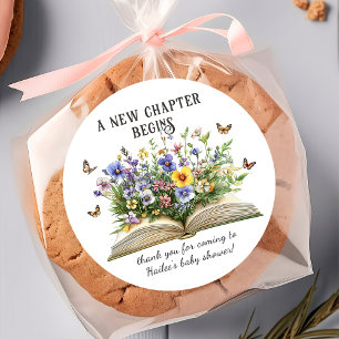 Autocollant pour Baby Shower sur le thème du livre