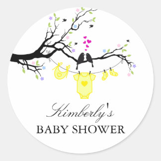 Autocollant pour Baby Shower Unisexe Love Birds