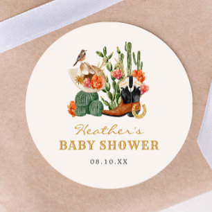 Autocollant pour Baby Shower Western Rustique