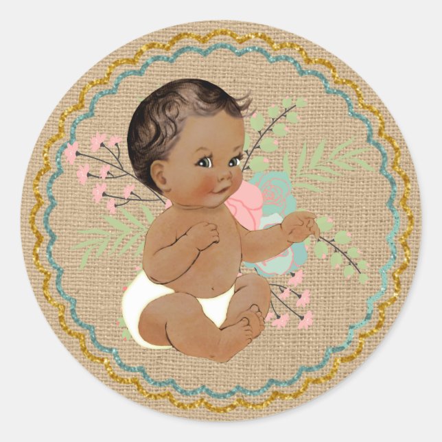 Autocollant pour bébé afro-américain vintage (Devant)