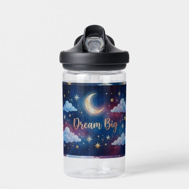 Autocollant pour bouteille d'eau « Rêve grand » 🌙 (Avant)