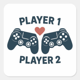 Autocollant pour couple de joueurs Player 1 Player