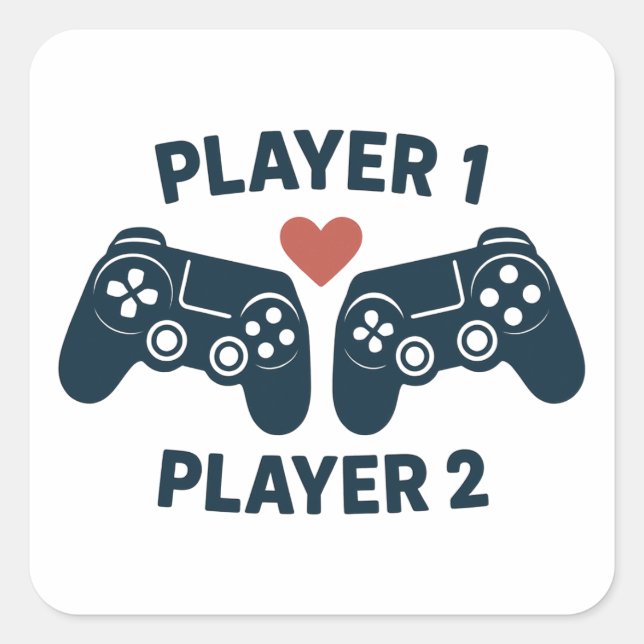 Autocollant pour couple de joueurs Player 1 Player (Devant)