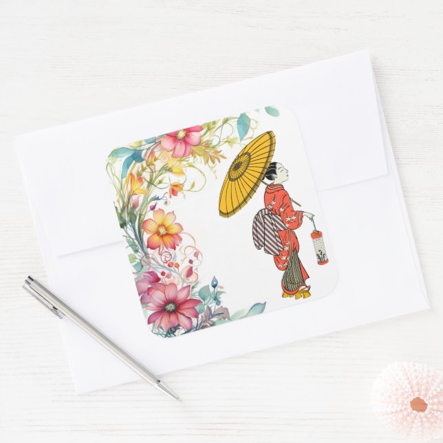 Autocollant pour femme asiatique (Enveloppe)