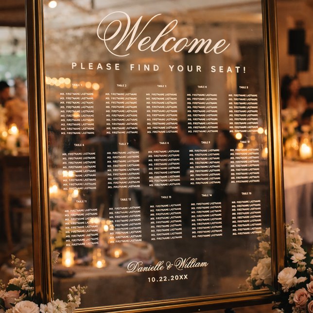 Autocollant Pour Fenêtre 15 Table Transparent Blanc Script Tableau de Place (Créateur téléchargé)