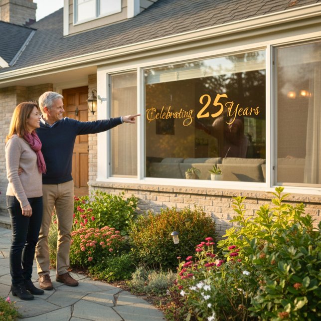 Autocollant Pour Fenêtre 25 ans de cling de fenêtre (Celebrating 25 Years Window Cling)