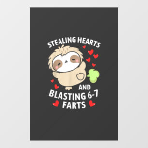 Autocollant Pour Fenêtre 67 Mème qui vole des cœurs Saint-Valentin paresseu