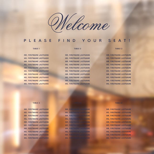 Autocollant Pour Fenêtre 6 Tableau Sièges Graphique Marine Bleu Script tran (Feuille 2)