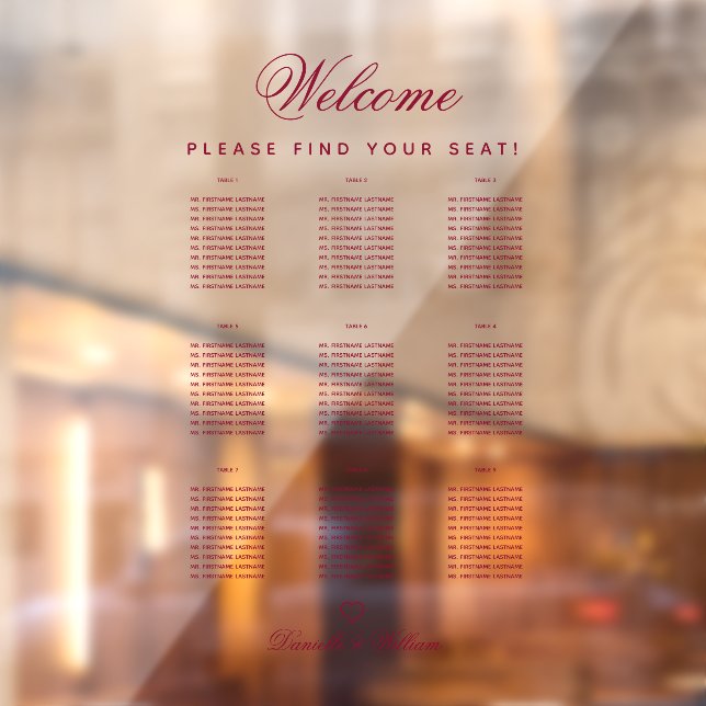 Autocollant Pour Fenêtre 9 Tableau Tableau Transparent Mariage Bourgogne Ta (Feuille 2)