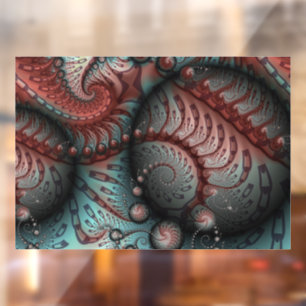 Autocollant Pour Fenêtre Abstrait Fantaisie Vive Art Fractal Brun Bleu