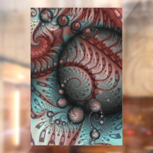 Autocollant Pour Fenêtre Abstrait Fantaisie Vive Art Fractal Brun Bleu