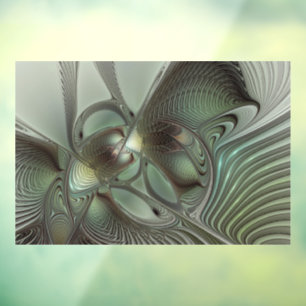Autocollant Pour Fenêtre Abstrait Olive Sage Green Grey Fractal Art Imagina