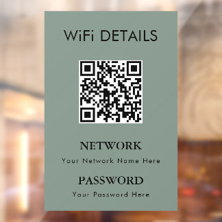 Autocollant Pour Fenêtre Accès réseau WiFi | Affichage du mot de passe du c