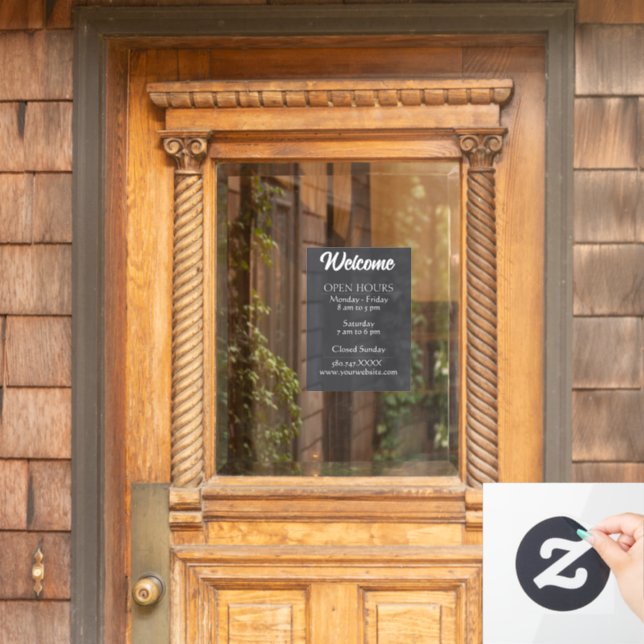 Autocollant Pour Fenêtre Accueil de l'entreprise et heures d'ouverture du s (Porte d'accueil)