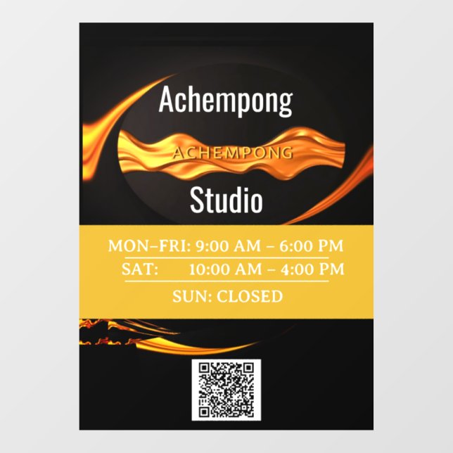 Autocollant Pour Fenêtre Achempong Custom Business Hours Window Decal – Lux (Feuille)