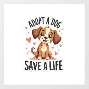 Autocollant Pour Fenêtre Adopter Un Chien Sauver Une Vie Vintage Chiot Mign