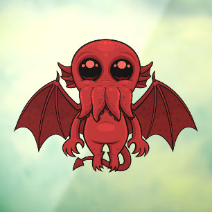 Autocollant Pour Fenêtre Adorable Monstre de la mer de Cthulhu Rouge