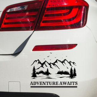 Autocollant Pour Fenêtre Adventure Await Mountain Camper Hiker Car Decal