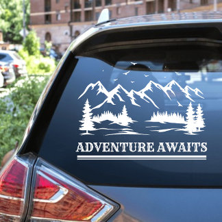Autocollant Pour Fenêtre Adventure Await Mountain Camper Hiker Car Decal