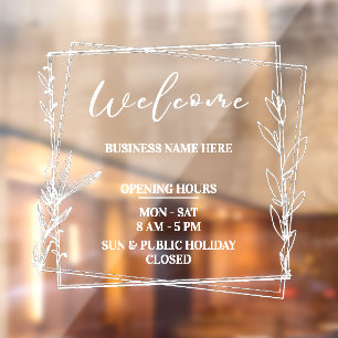 Autocollant Pour Fenêtre Aesthétique Minimaliste Nom commercial Ouvert Heur