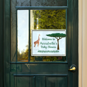 Autocollant Pour Fenêtre Affiche de bienvenue Baby shower Giraffe