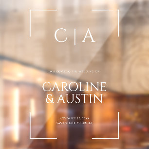 Autocollant Pour Fenêtre Affiche de bienvenue Mariage des initiales moderne