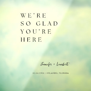 Autocollant Pour Fenêtre Affiche de bienvenue mariage Nous sommes si heur