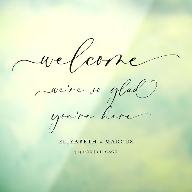 Autocollant Pour Fenêtre Affiche de bienvenue mariage | Nous sommes si heur (Feuille 3)