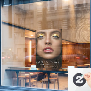 Autocollant Pour Fenêtre Affiche de Studio de Beauté de Luxe Maquillage Dor