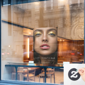 Autocollant Pour Fenêtre Affiche de Studio de Beauté de Luxe Maquillage Dor
