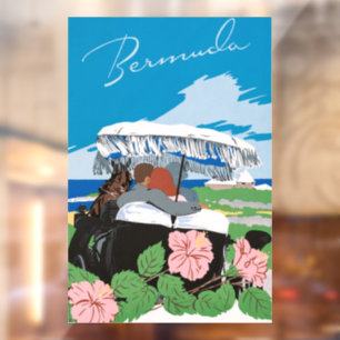 Autocollant Pour Fenêtre Affiche de voyage vintage des Bermudes Art d'Adolp
